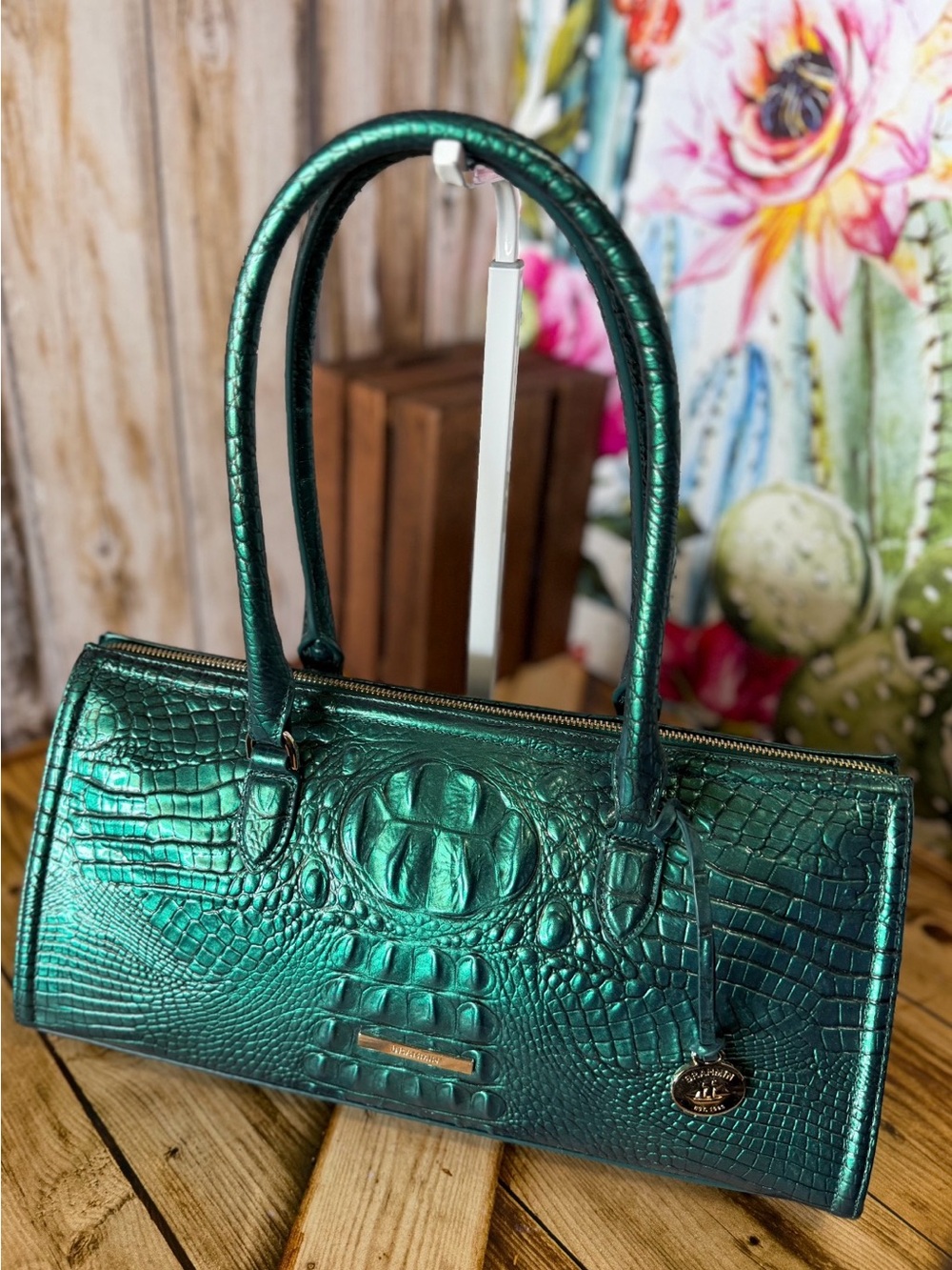PERFECT EYE Brahmin Sophia Mystic Green Melbourne East West Satchel Bag NWT - Picture 4 of 12